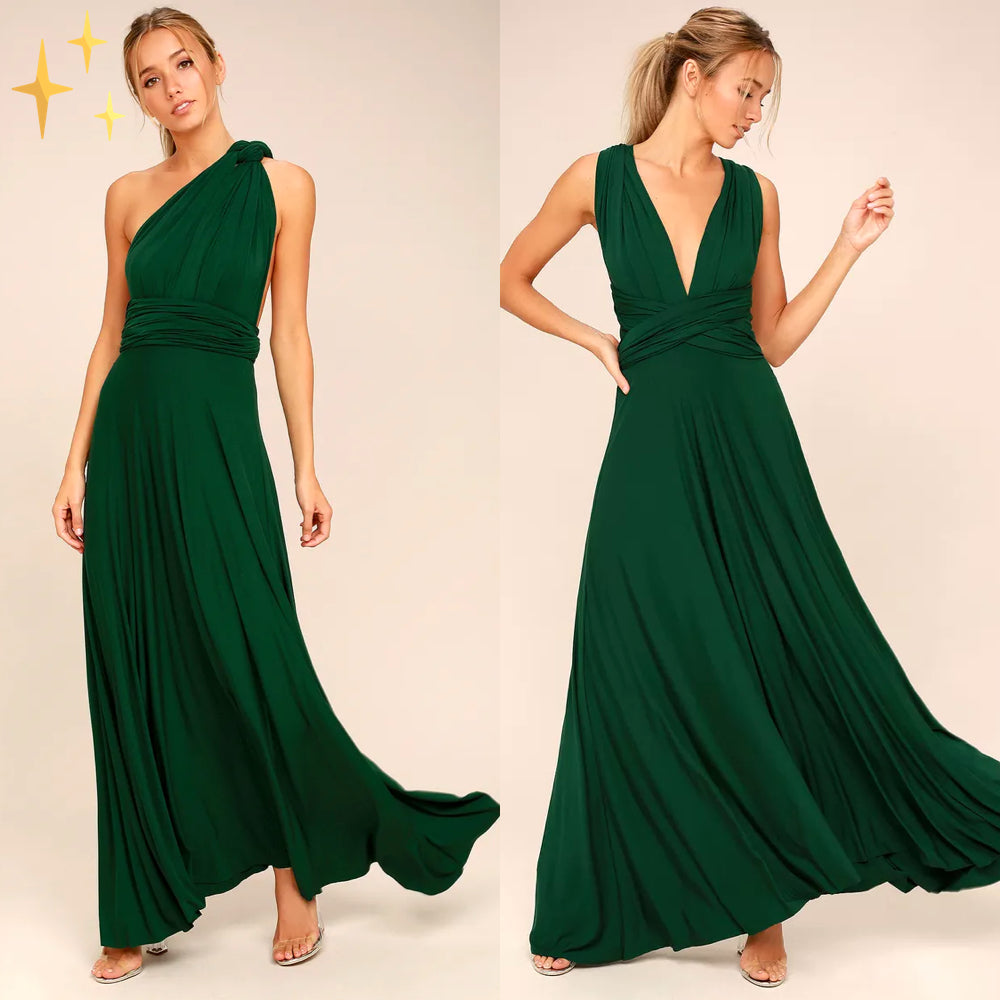 Elegant ivory wrap dress with flowing silhouette and flattering tie waist, lightweight breathable fabric