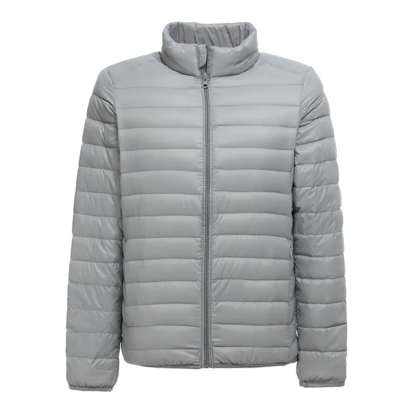 Men's lightweight packable puffer jacket water-resistant sleek winter outdoor wear