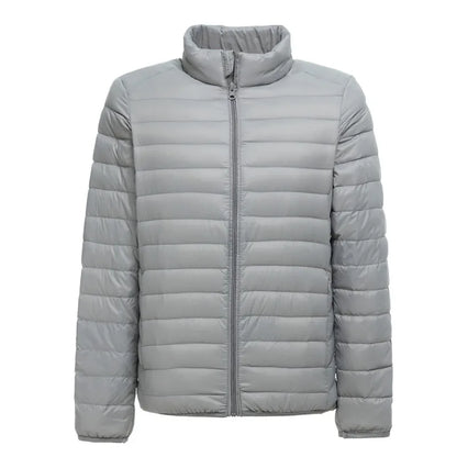 Men's lightweight packable puffer jacket water-resistant sleek winter outdoor wear