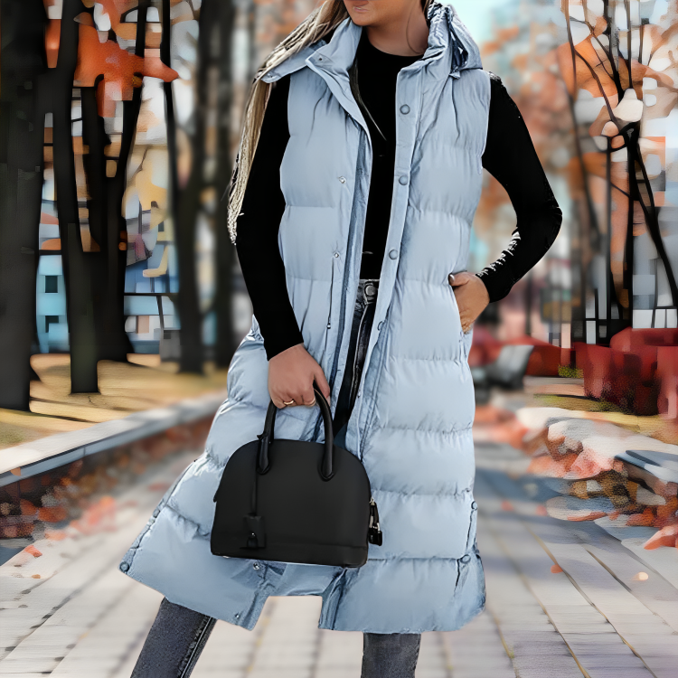 Women's long padded winter coat, sleek versatile cut with cozy insulation for cold-weather everyday style