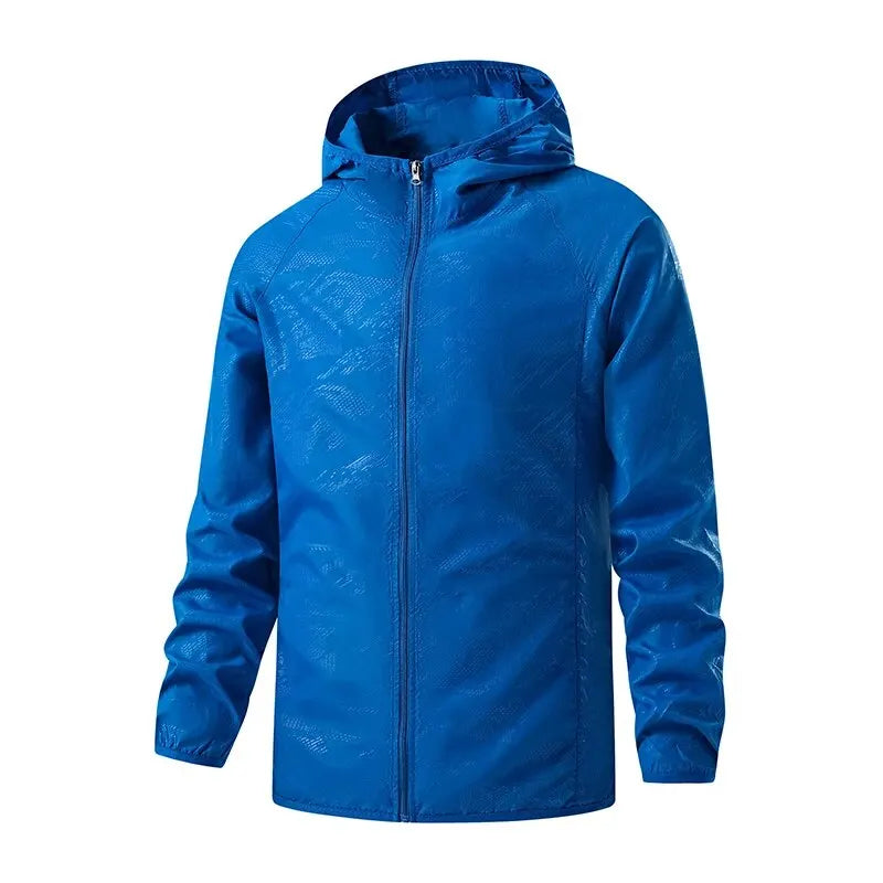 Unisex lightweight waterproof windbreaker jacket for hiking four-pocket all-season polyester shell