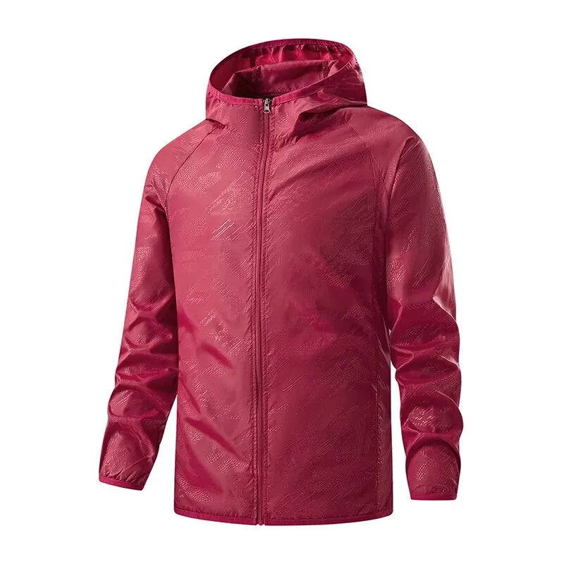 Unisex lightweight waterproof windbreaker jacket for hiking, four-pocket all-season outdoor shell