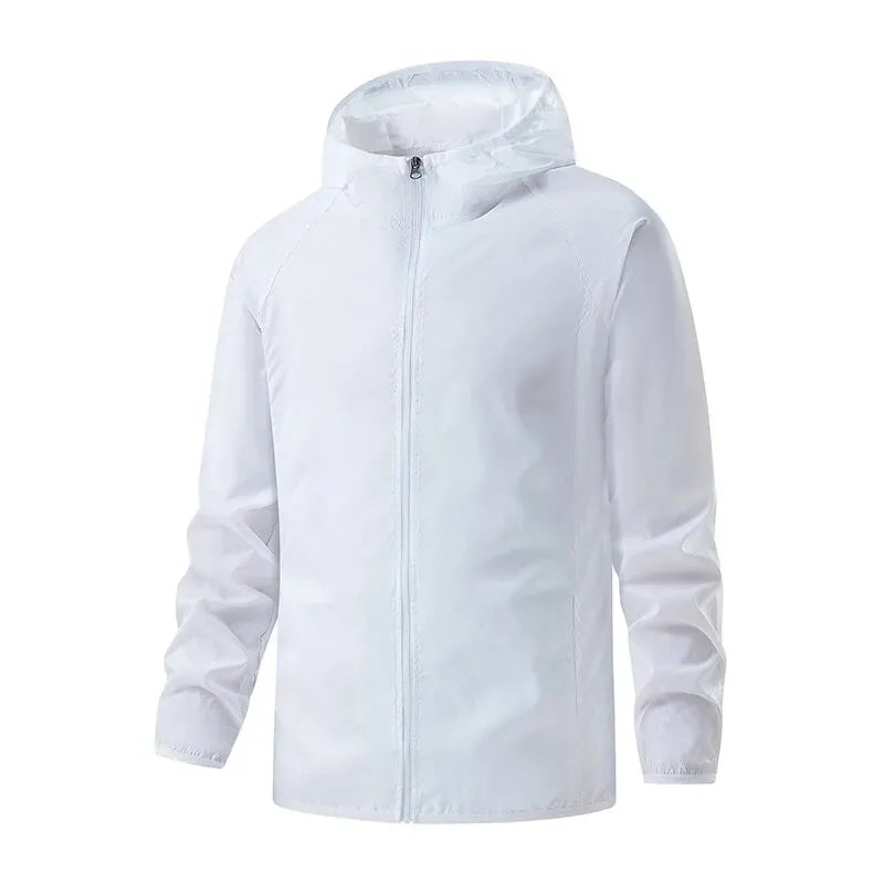 Unisex lightweight waterproof windbreaker jacket for hiking camping all seasons four pockets versatile fit