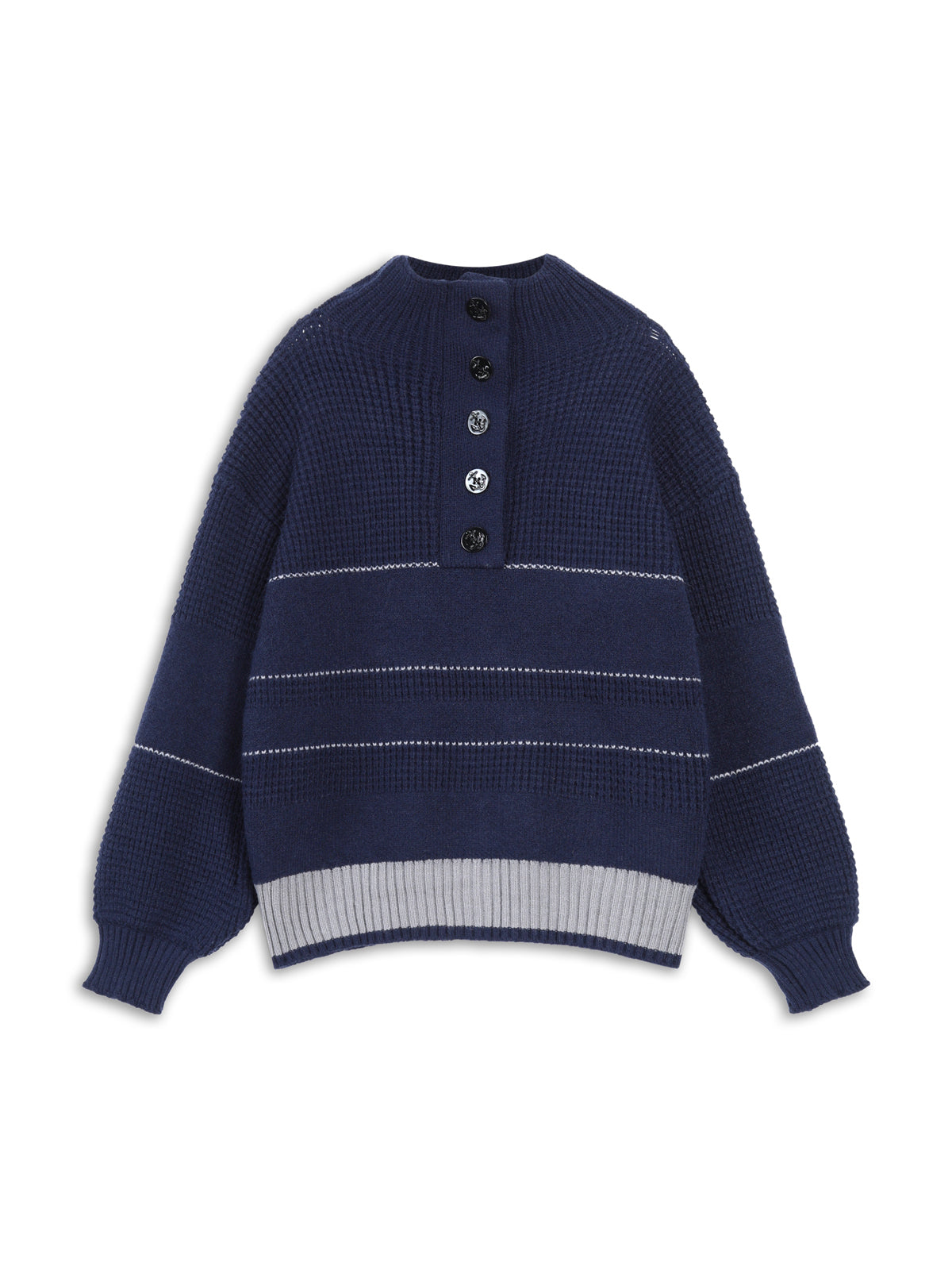 Casual open collar button-up knit sweater in plain style with medium stretch regular fit