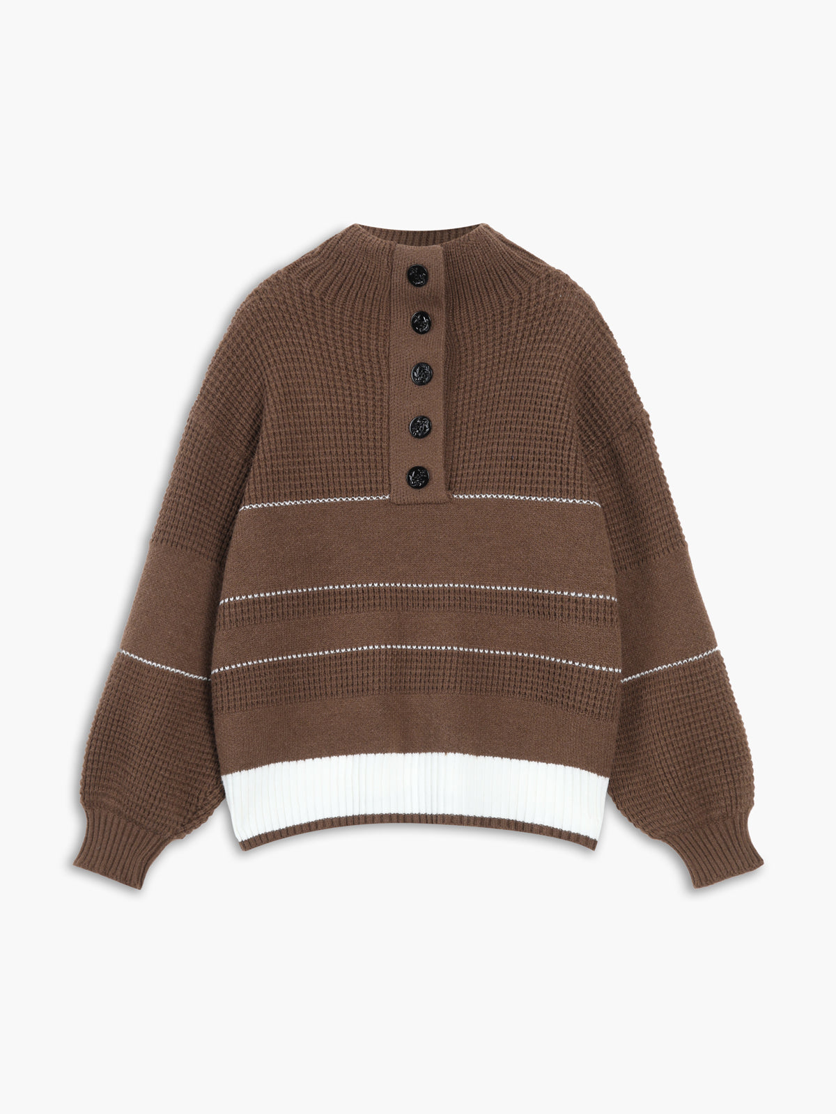 Casual open collar button-up knit sweater in plain color with medium stretch regular fit