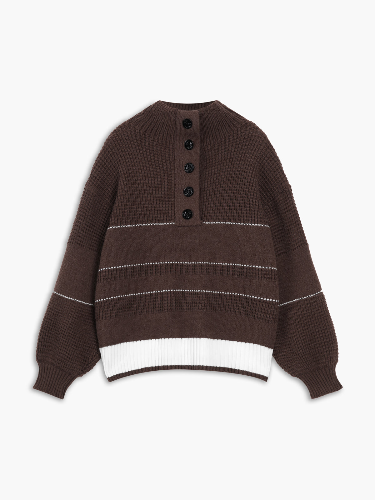 Casual open collar button-up knit sweater in plain style with medium stretch regular fit
