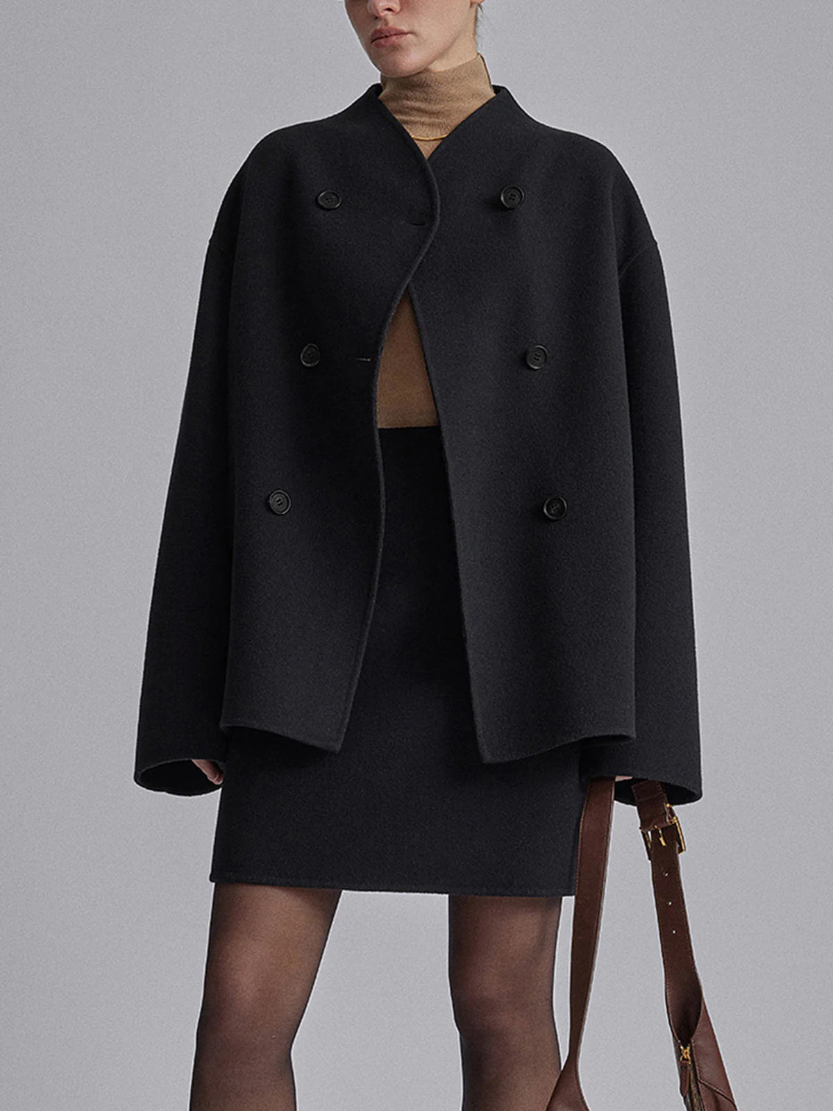 Oversized button-down jacket casual long sleeve shift fit with plain design