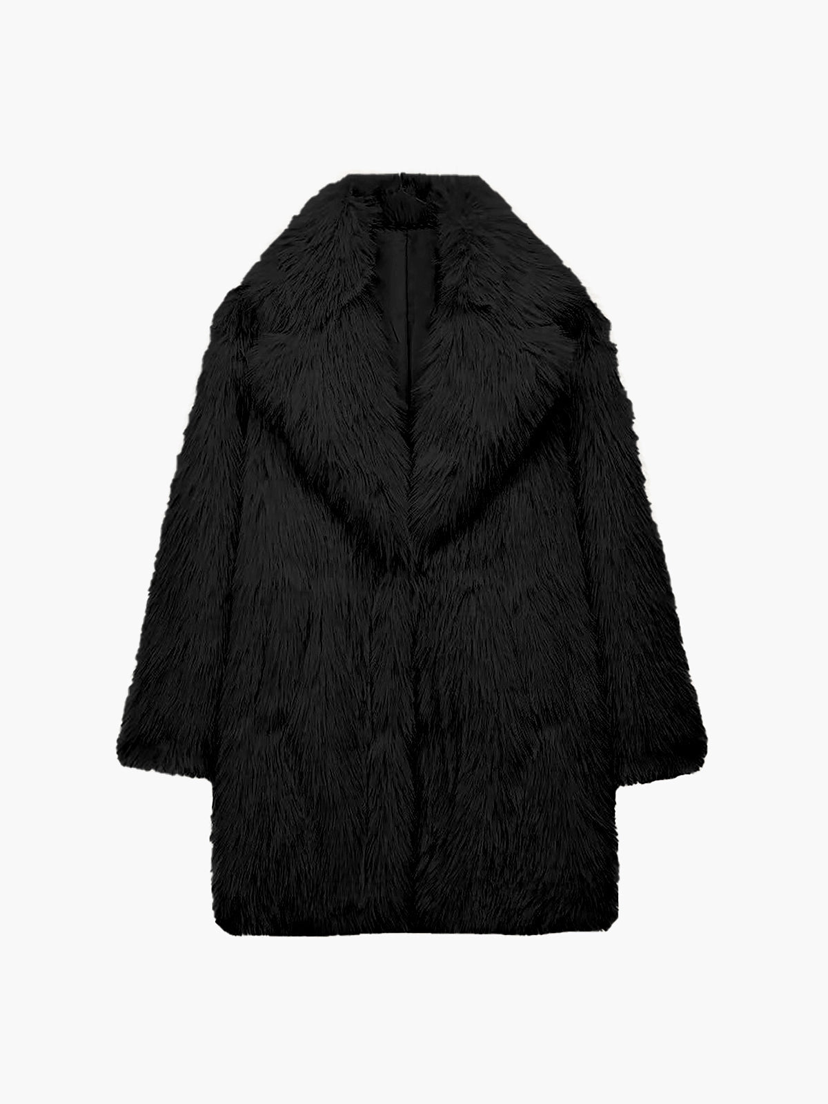 Women's oversized faux fur plush coat long silhouette luxurious minky texture winter outerwear