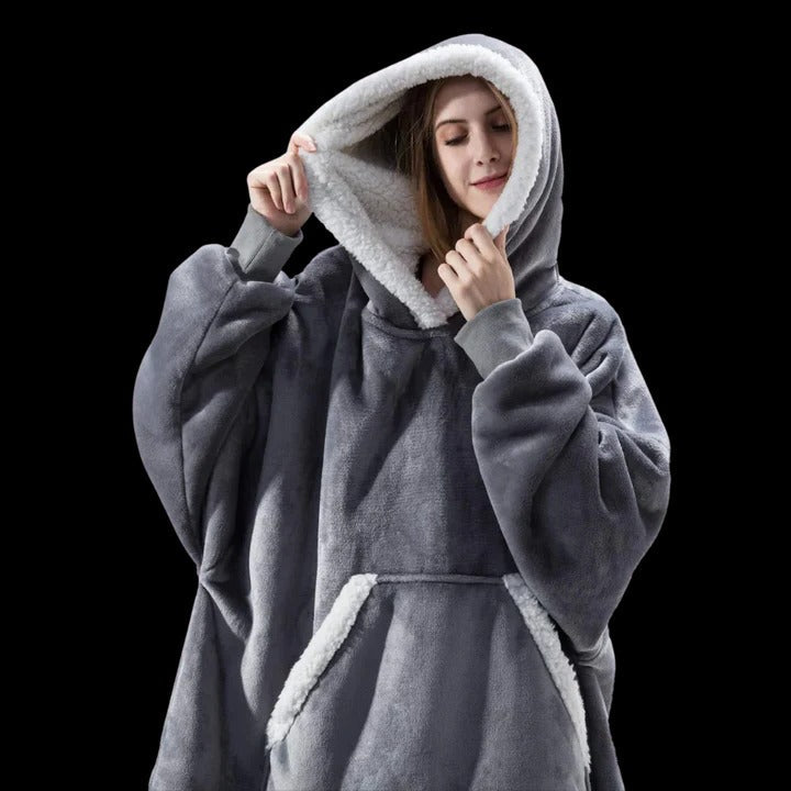 Oversized giant blanket hoodie wearable cozy wrap with hood for indoor outdoor lounging