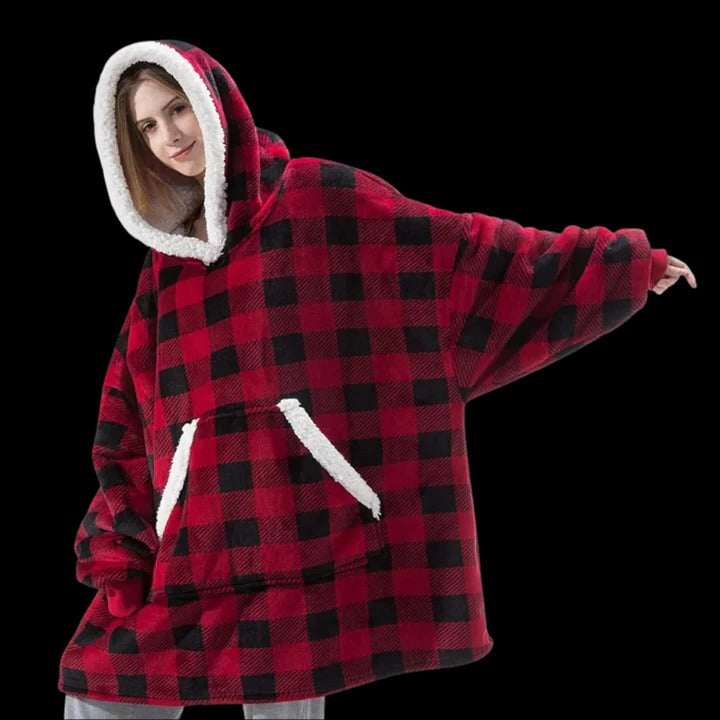 Oversized giant blanket hoodie cozy wearable design with hood for indoor outdoor lounging