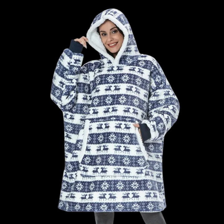 Oversized giant blanket hoodie wearable cozy pullover with hood for home and outdoor lounging