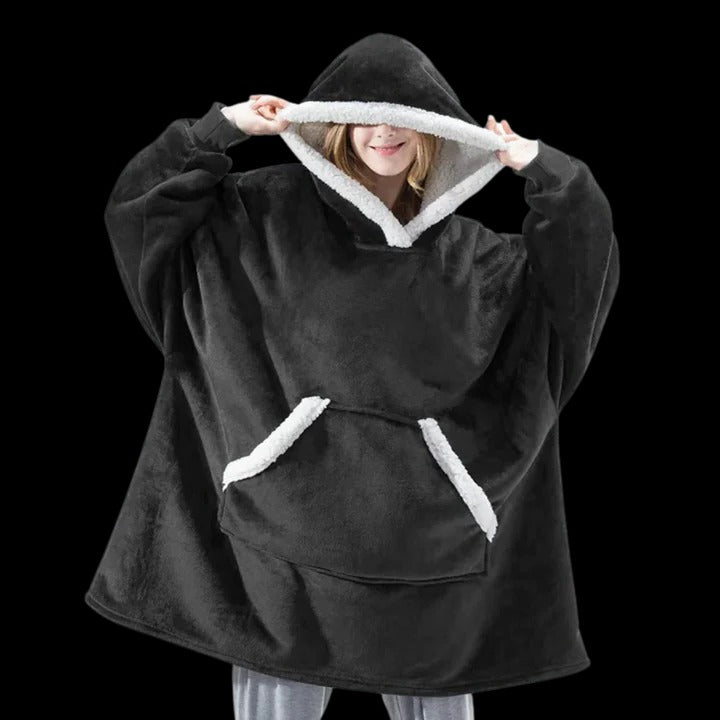 Oversized giant blanket hoodie cozy wearable design with hood for home and outdoor lounging