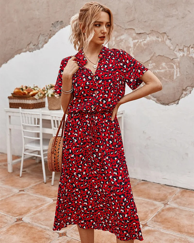 Brenda floral women's summer dress lightweight breathable flattering relaxed drape silhouette