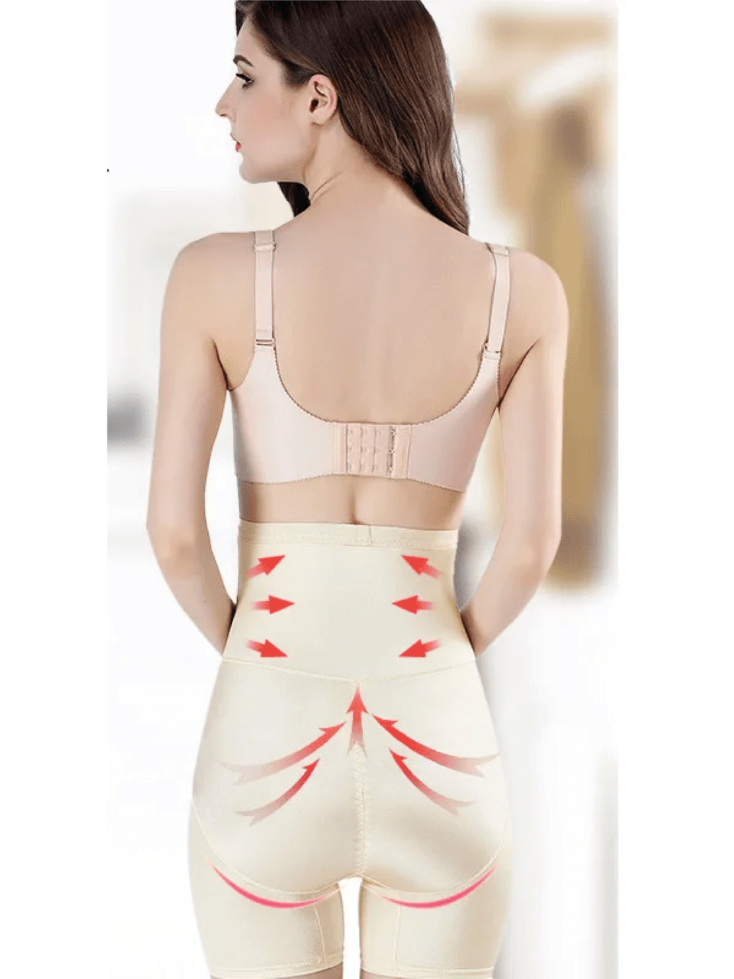 Nude high-waist supportive shaper with medium control sculpting and seamless smooth finish