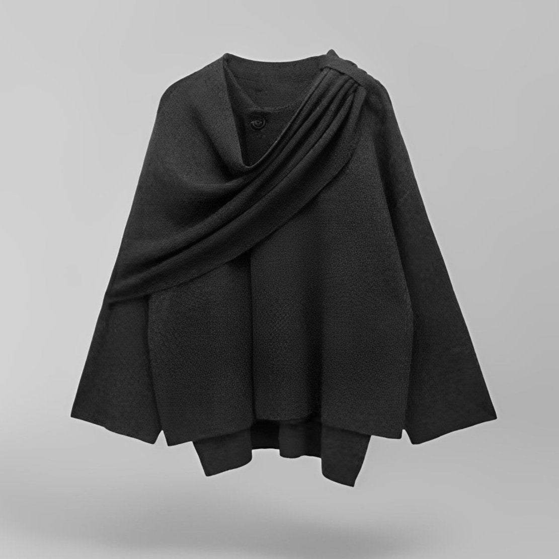 Wavlynn women's soft wool blend poncho cape asymmetric drape design warm fall layer