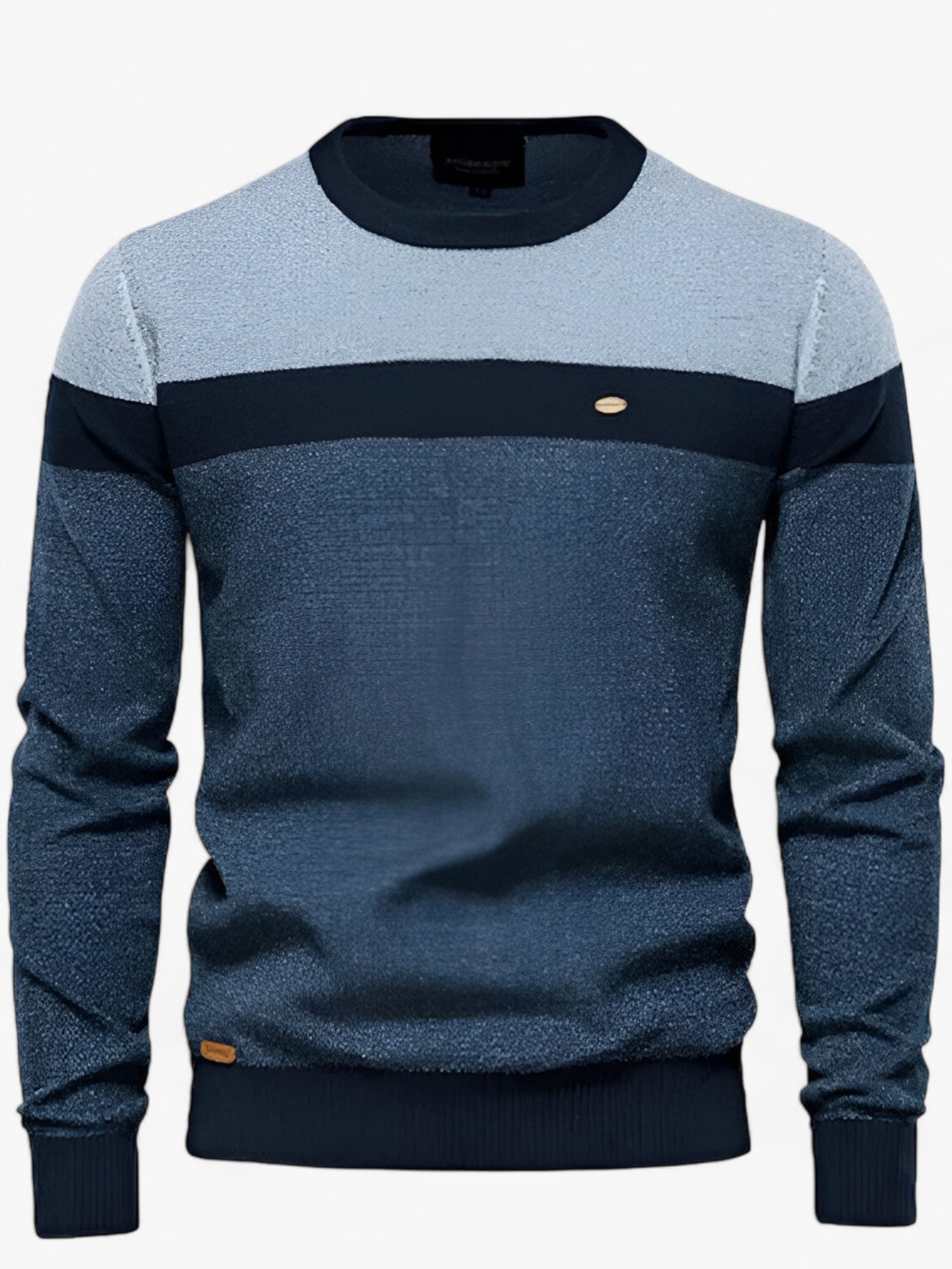 Men's color-block cotton knit sweater classic fit breathable stretch fabric everyday casual style