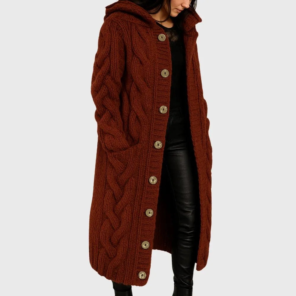 Camel structured elegant cosy coat with flattering silhouette, perfect for layering