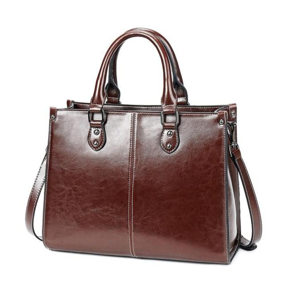 Wavlynn Sally structured faux leather handbag with top handles and removable shoulder strap