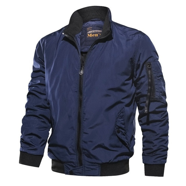 Men's lightweight wind-resistant bomber jacket relaxed boxy fit breathable cotton everyday layering