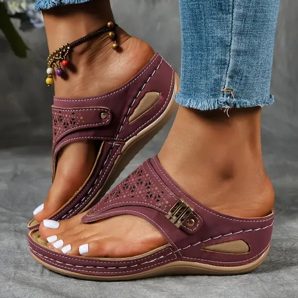 Women's comfort cushioned sandals with contoured footbed, secure straps, and supportive sole