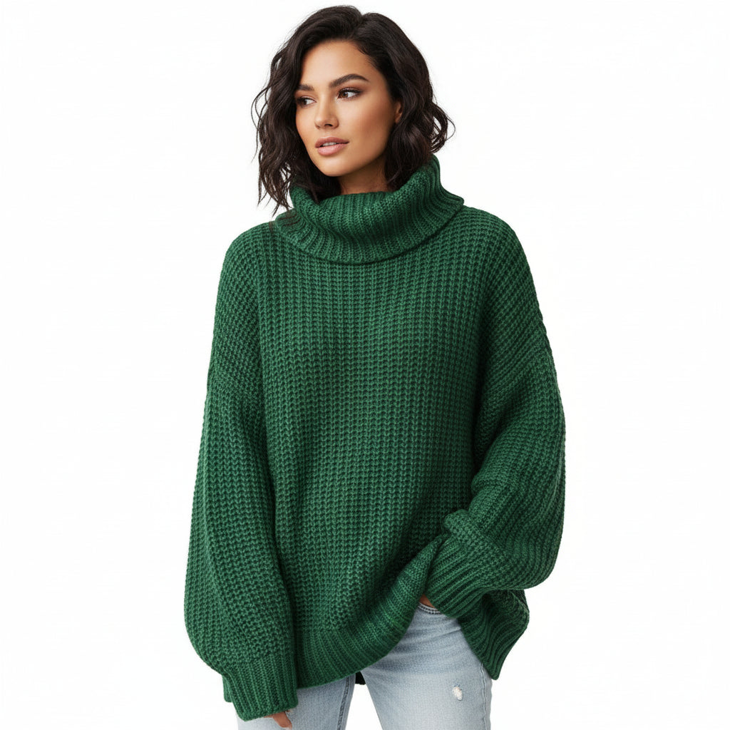 Women's oversized chunky knit sweater in cozy relaxed fit with bold tactile texture for everyday style