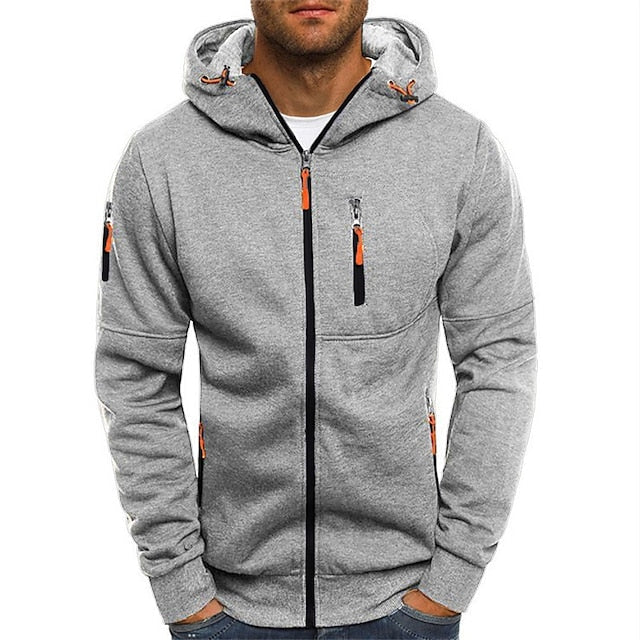 Men's cotton zip hoodie casual fit with full-length front zipper and kangaroo pockets everyday wear