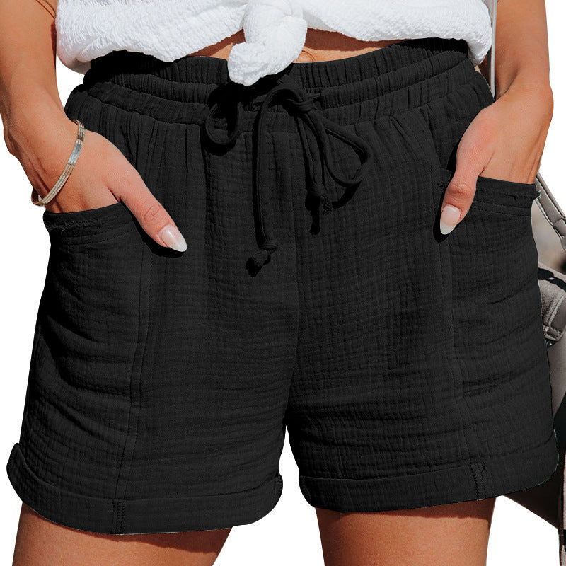 Women's light blue casual summer shorts with relaxed fit and breathable lightweight fabric