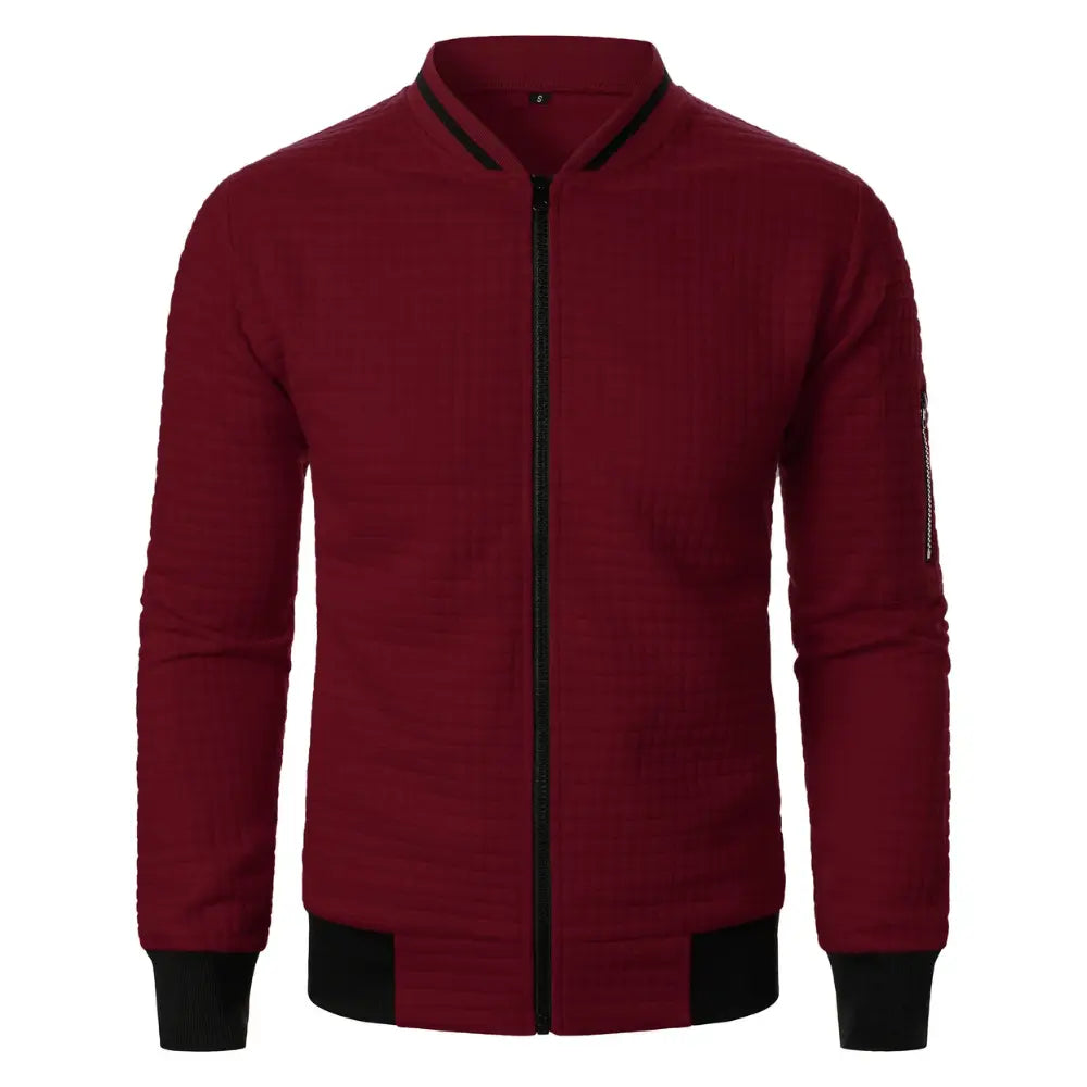 Rafael navy blue quilted zip-up sweatshirt with diamond-stitched pattern for warmth and style