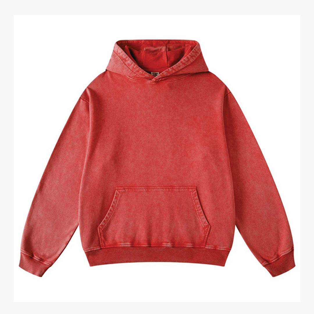 Terra washed cotton pullover hoodie in relaxed fit with ribbed cuffs and kangaroo pocket