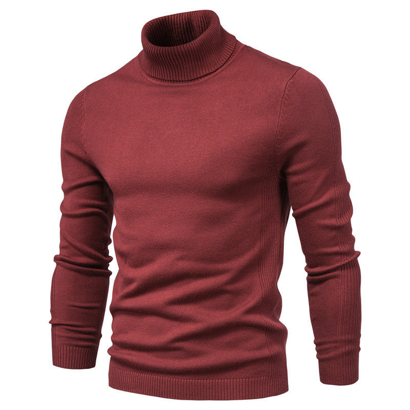 Men's slim fit cashmere turtleneck sweater rib knit long sleeve warm stylish pullover