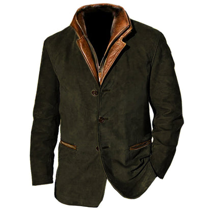 Men's tailored fit brown suede jacket with refined silhouette and premium soft fabric for cold weather