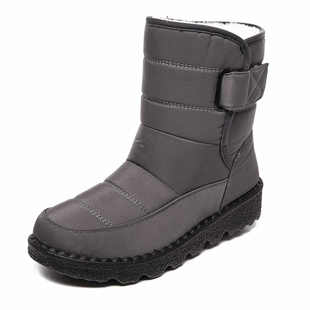 Sheila mid-calf winter boots with velcro strap, plush insulation, slip-resistant sole for cold weather