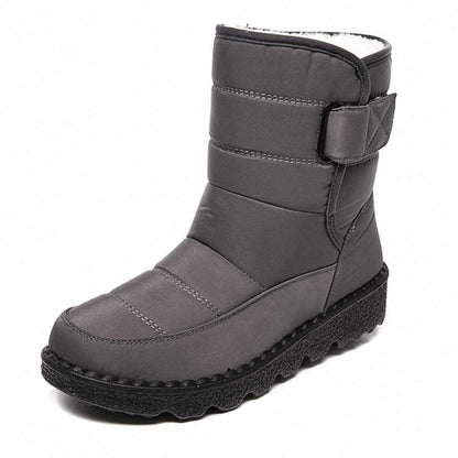 Sheila mid-calf winter boots with velcro strap, plush insulation, slip-resistant sole for cold weather