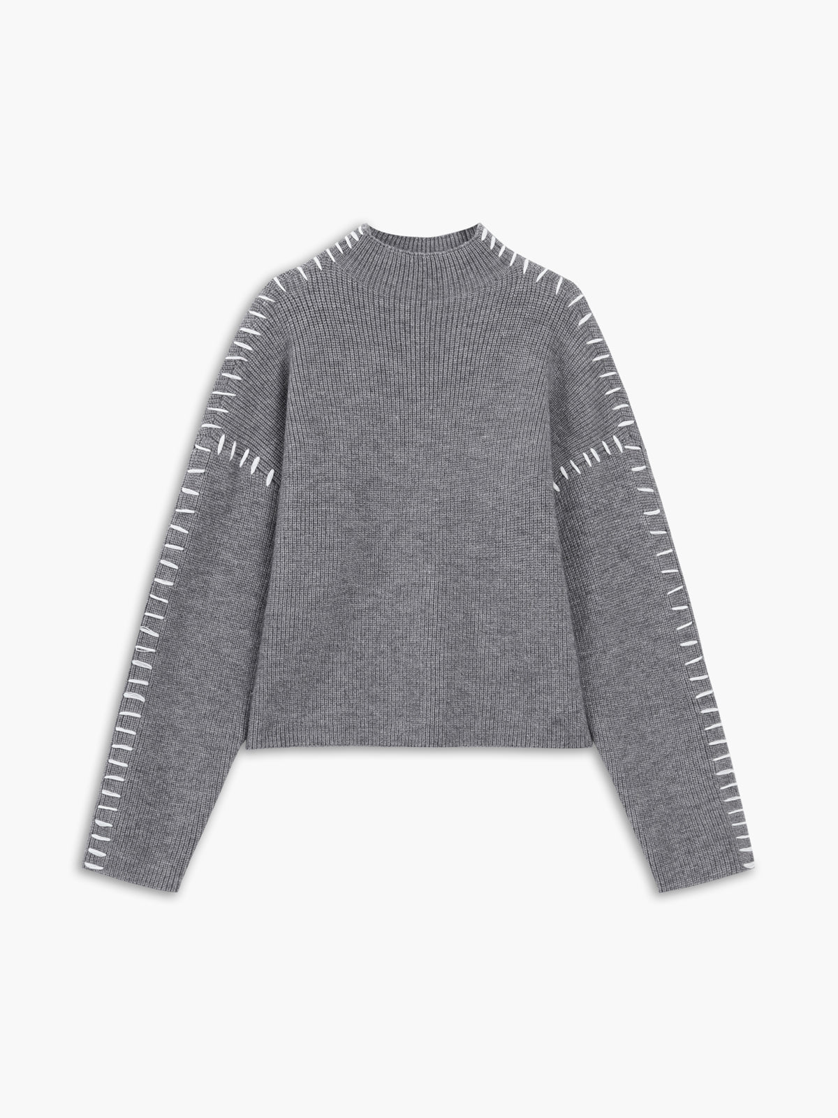 Camel oversized mock neck knit sweater with slight stretch casual fit