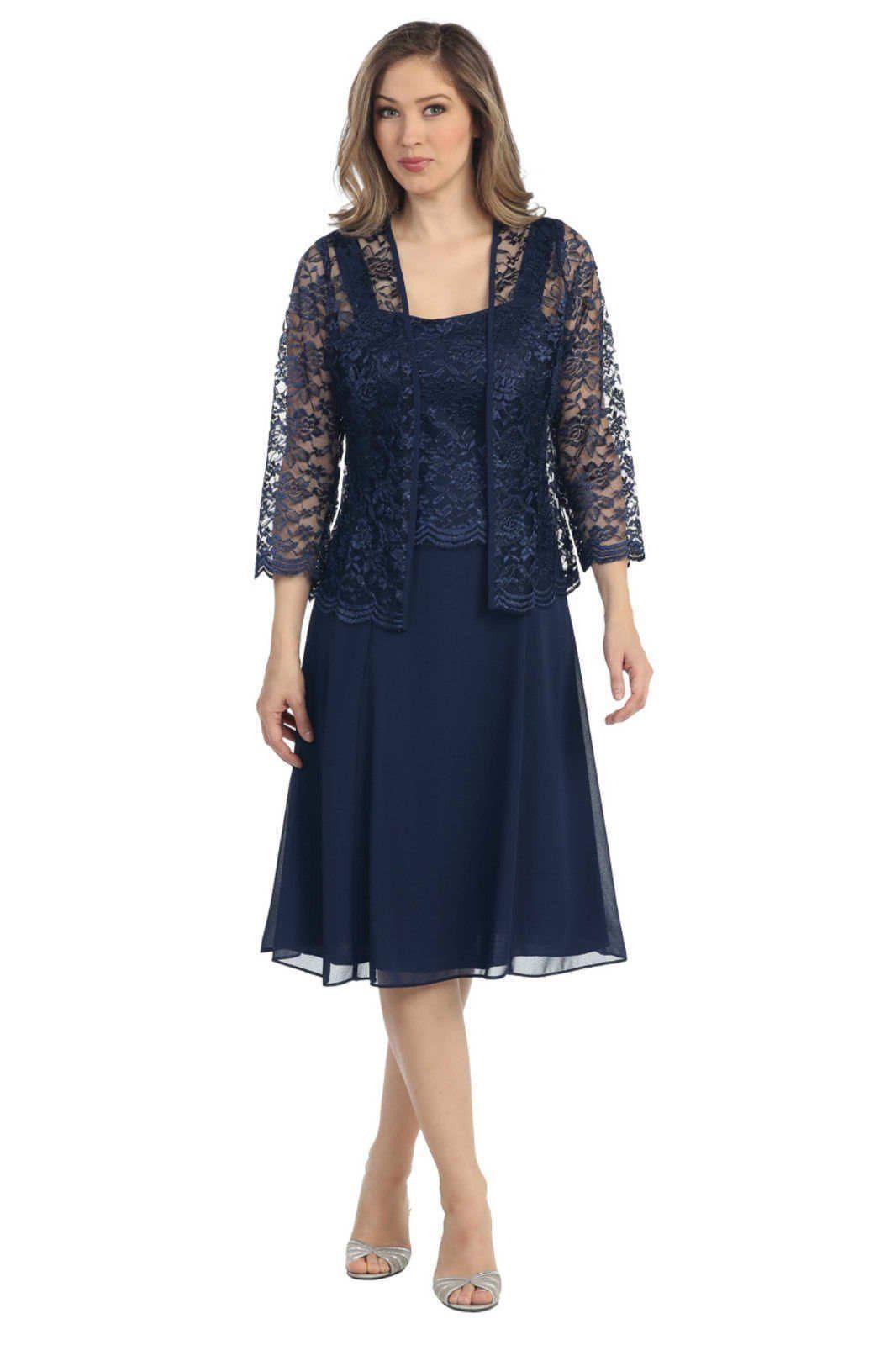 Knee-length mother of bride dress with lace jacket, scoop neck, chiffon skirt, burgundy to white