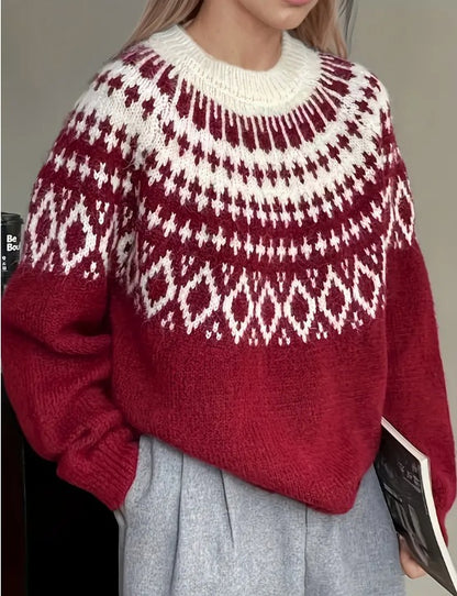 Festive Christmas New Year pullover sweater with holiday pattern, cozy knit design for winter style