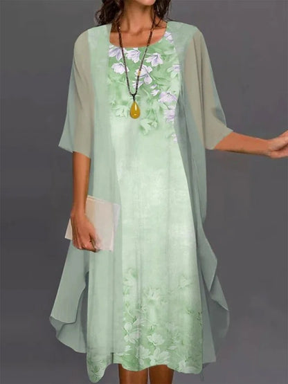 Elegant lace bodice chiffon mother of the bride formal evening gown, timeless long silhouette