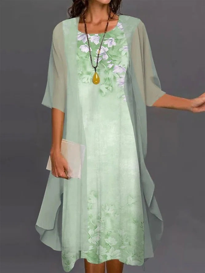 Elegant lace bodice chiffon mother of the bride formal evening gown, long silhouette for weddings