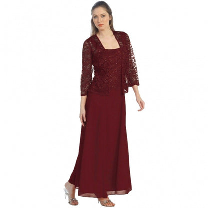 Ivory lace cardigan chiffon maxi dress two-piece set elegant formal wedding guest eveningwear