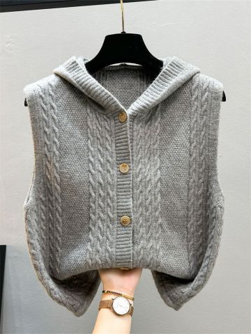 Cream knit waistcoat sweater vest for women, sleeveless twist-knit detail, slim streamlined silhouette