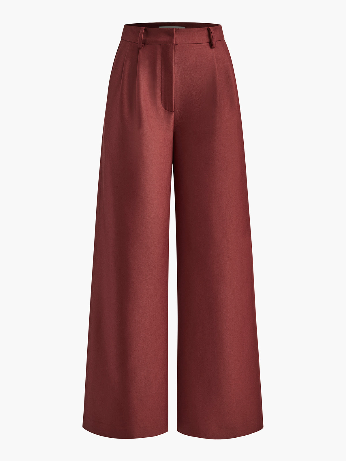 Solid wide leg pants in neutral tone, casual elegant woven fabric, regular fit, beltless long trousers