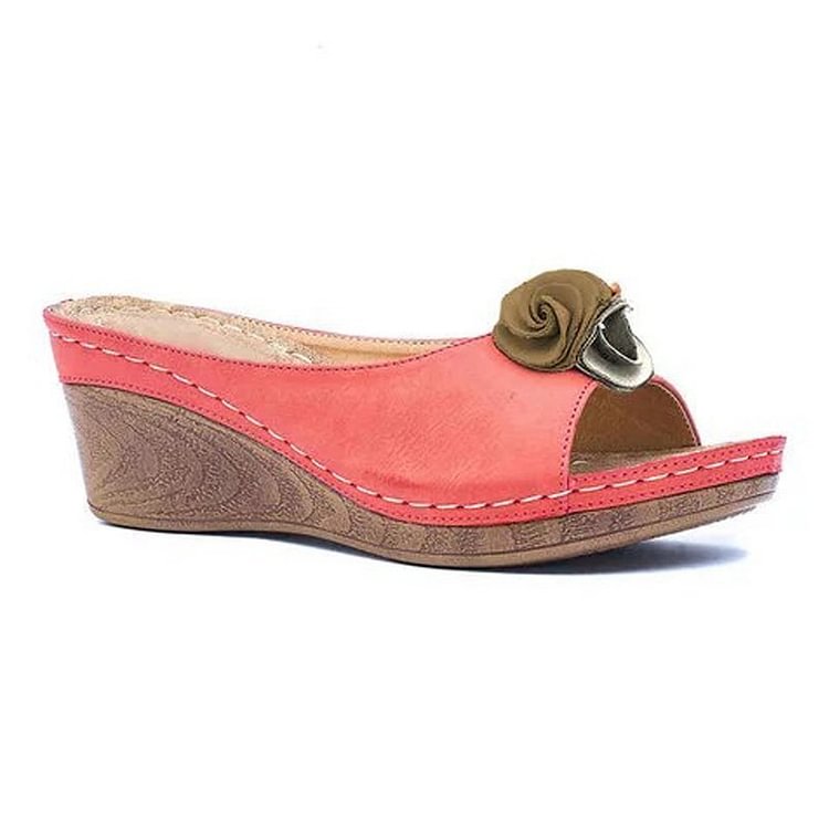 Women's comfort cushioned wedge sandals in neutral tone with ergonomic footbed and chic casual style