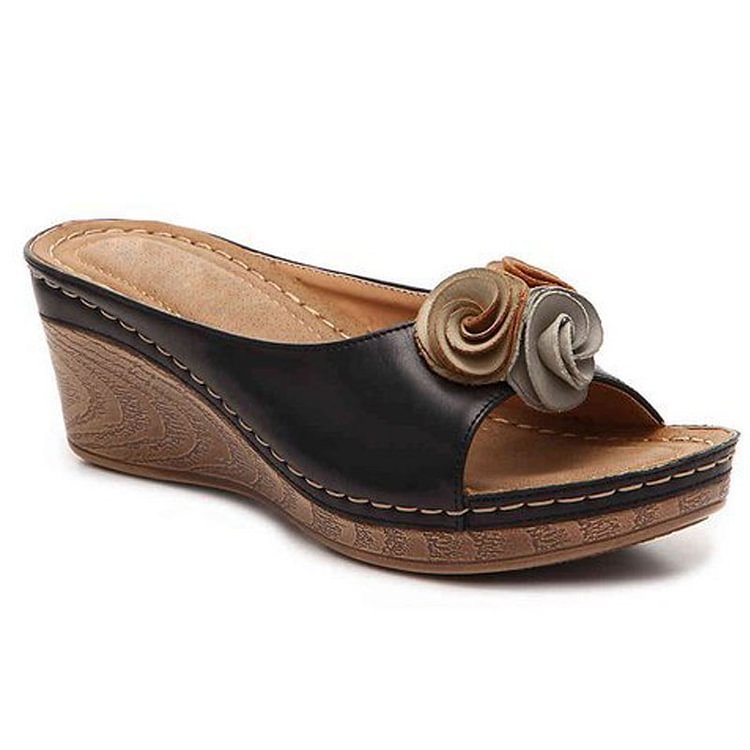 Women's comfort cushioned wedge sandals with ergonomic footbed support for all-day comfort