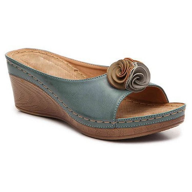 Women's comfort cushioned wedge sandals with ergonomic footbed support for all-day comfort