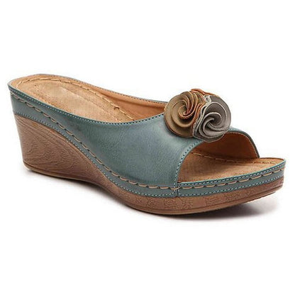 Women's comfort cushioned wedge sandals with ergonomic footbed support for all-day comfort