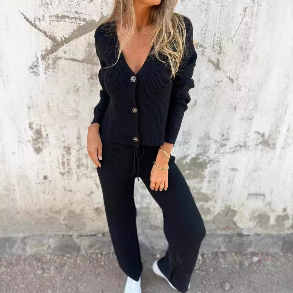 Lara 2-piece cardigan matching set cozy knit with coordinated bottoms flattering relaxed fit