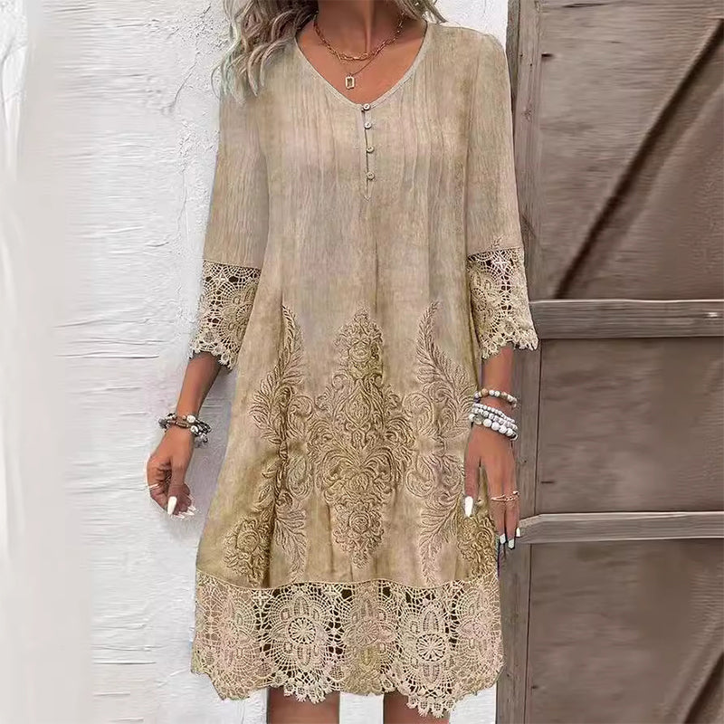 Floral midi dress with structured silhouette in vibrant print, women's elegant wrap-style day-to-evening fashion