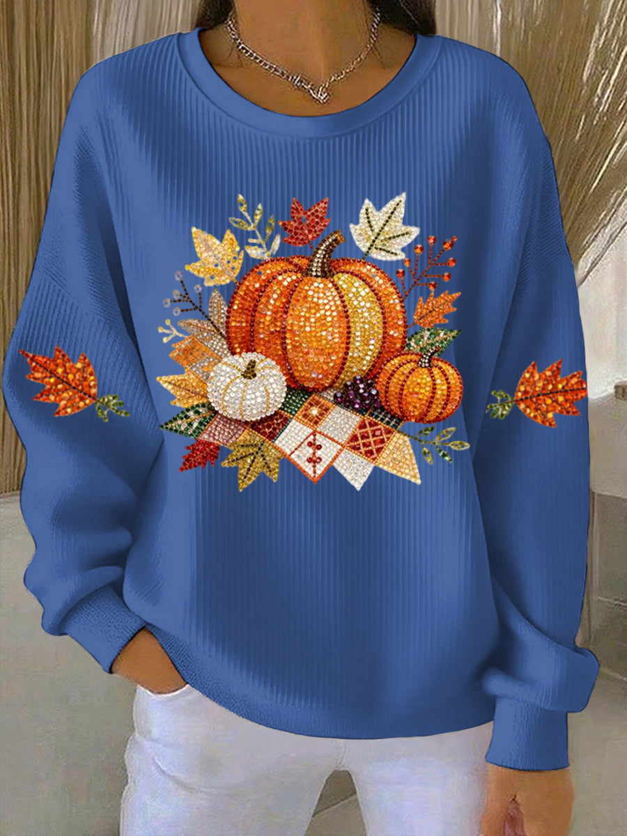 Harvest print relaxed-fit sweatshirt in warm autumn tones with rustic festive design