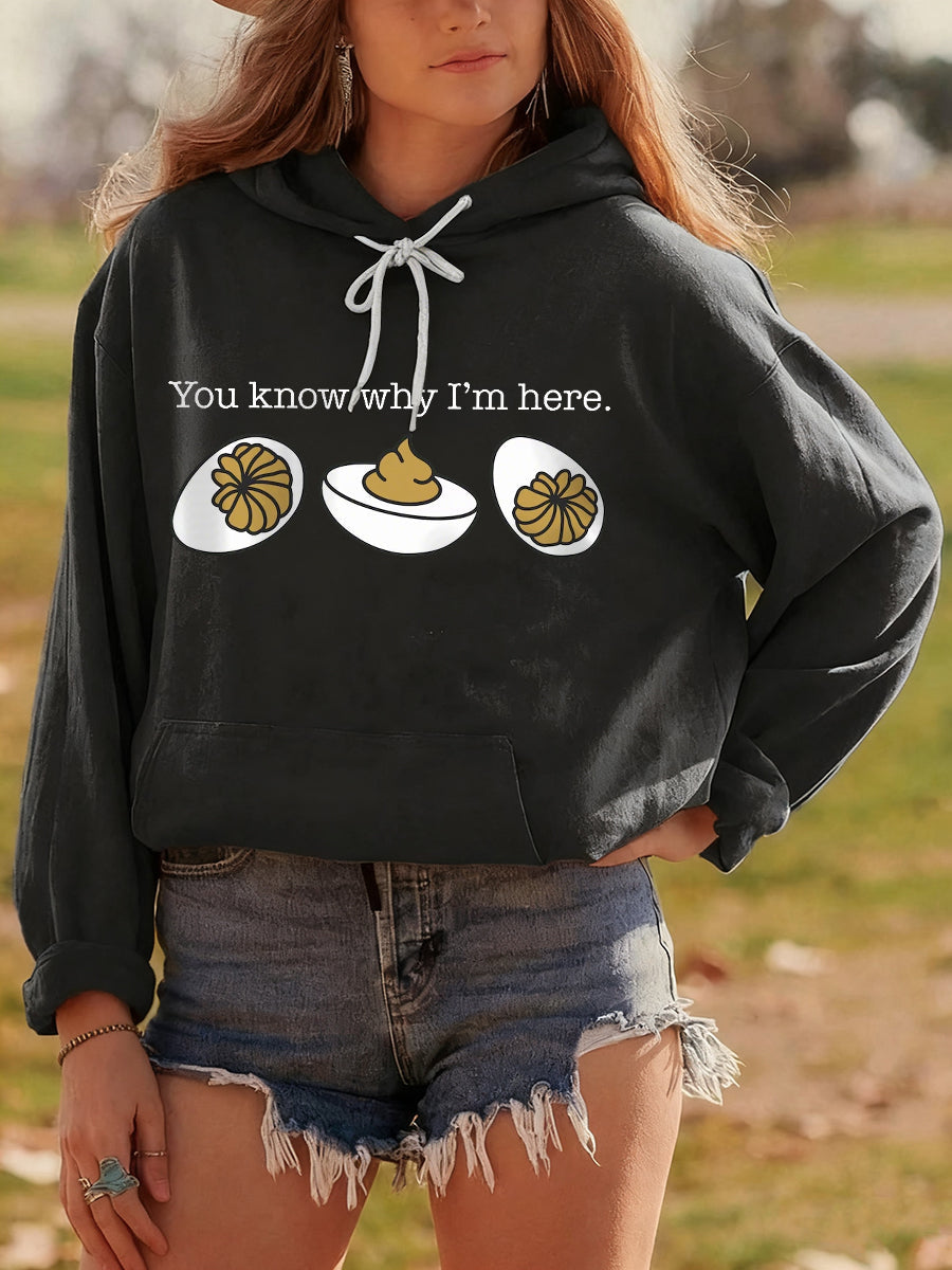 Unisex relaxed-fit hoodie with playful Thanksgiving turkey humor print, cozy soft interior