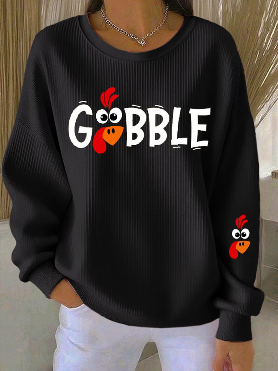 Rory relaxed-fit Thanksgiving sweatshirt with playful Gobble Season graphic print for cozy fall style